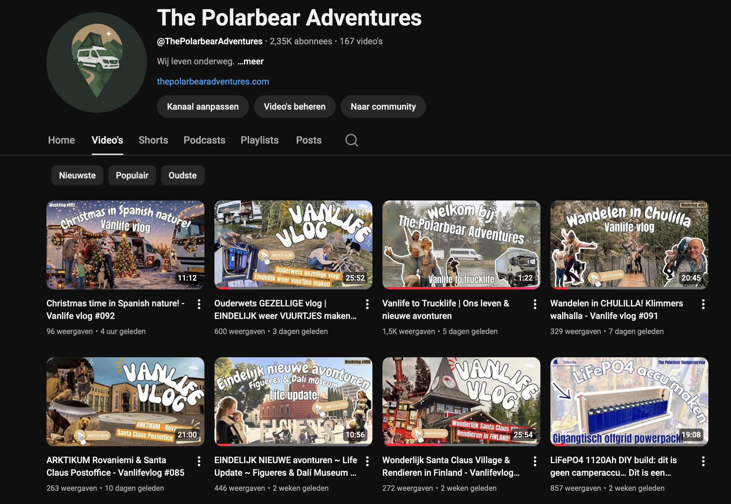 Screenshot van YouTube 