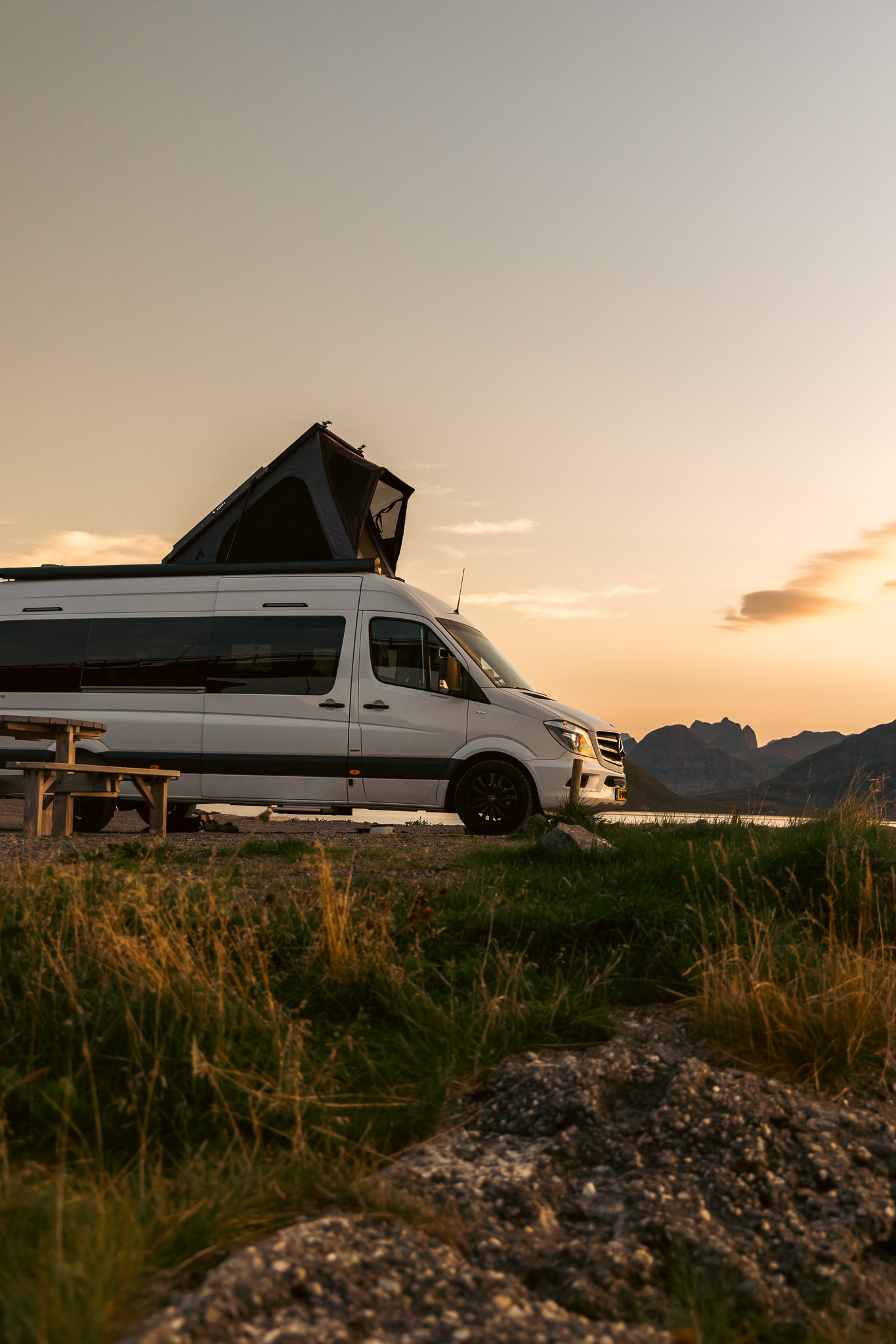 Camper in natuur